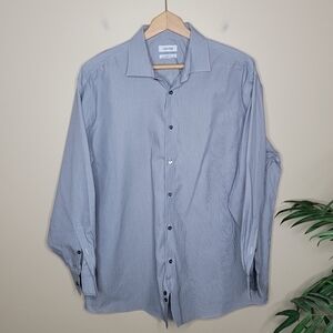 Calvin Klein | Gray White Pinstriped Long Sleeve Button Down Shirt